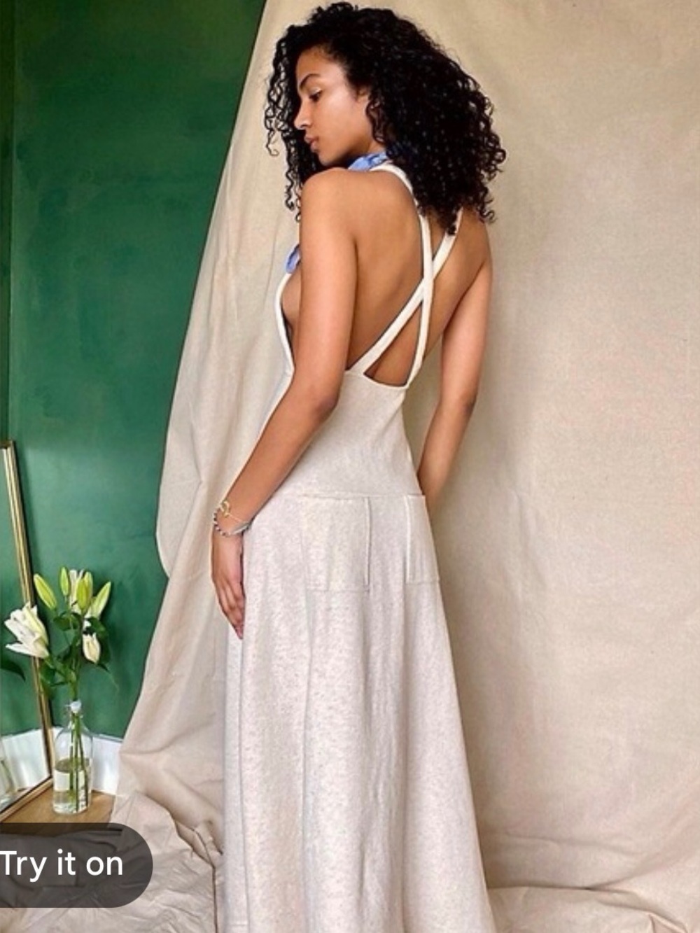 Free People Cream Maxi Tank Dress with Square Neckline - Picture 13 of 13